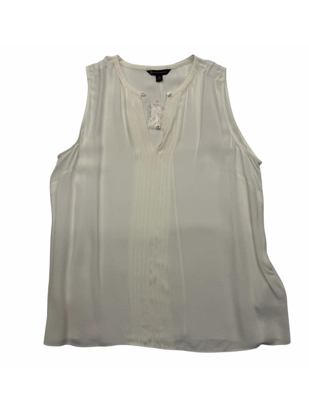 Brooks Brothers Pleated Placket Sleeveless Blouse White Size US 10